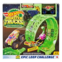 Mattel HBN02 Игровой набор Hot Wheels Монстр-трак Автотрек Мертвая петля светящийся в темноте