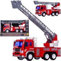 ABtoys (АБтойс) C-00495 Машинка Abtoys Спецтехника Пожарная машина с серой лестницей, инерционная, свет и звук 1:16
