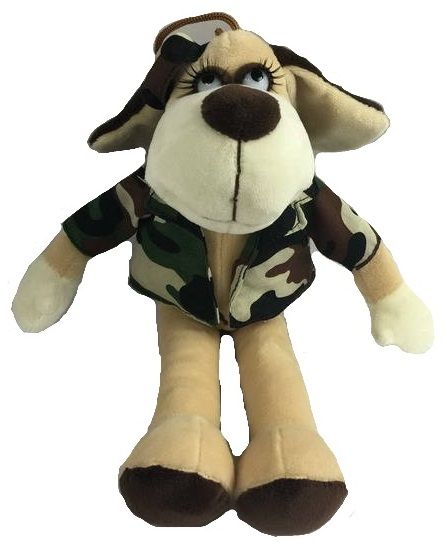 Teddy YSL18778 Мягкая игрушка Собака в камуфляжном костюме, 15 см