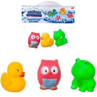 ABtoys (АБтойс) PT-01509 Набор резиновых игрушек для ванной Abtoys Веселое купание 3 предмета (совенок, утенок, лягушонок)