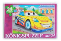 Рыжий кот ПК24-5877 Konigspuzzle. МЕГА-ПАЗЛЫ 24 элемента. ЖЕЛТАЯ МАШИНКА