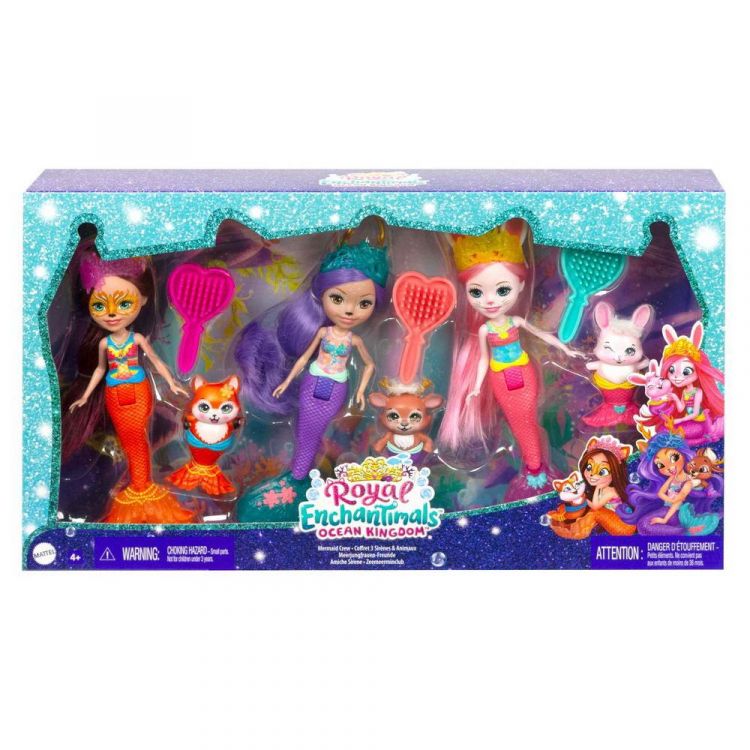 Mattel HCF87 Игровой набор из трех кукол Mattel Enchantimals Волшебные русалочки с питомцами и аксессуарами