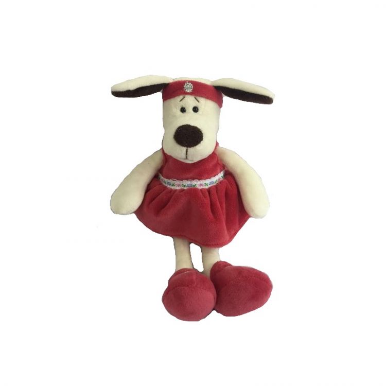 Teddy YSL18690 Мягкая игрушка Собака в платье с повязкой, 16 см