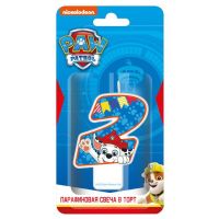 ND Play 292832 Свеча для торта ND Play Щенячий патруль, цифра 2 с героем, парафиновая