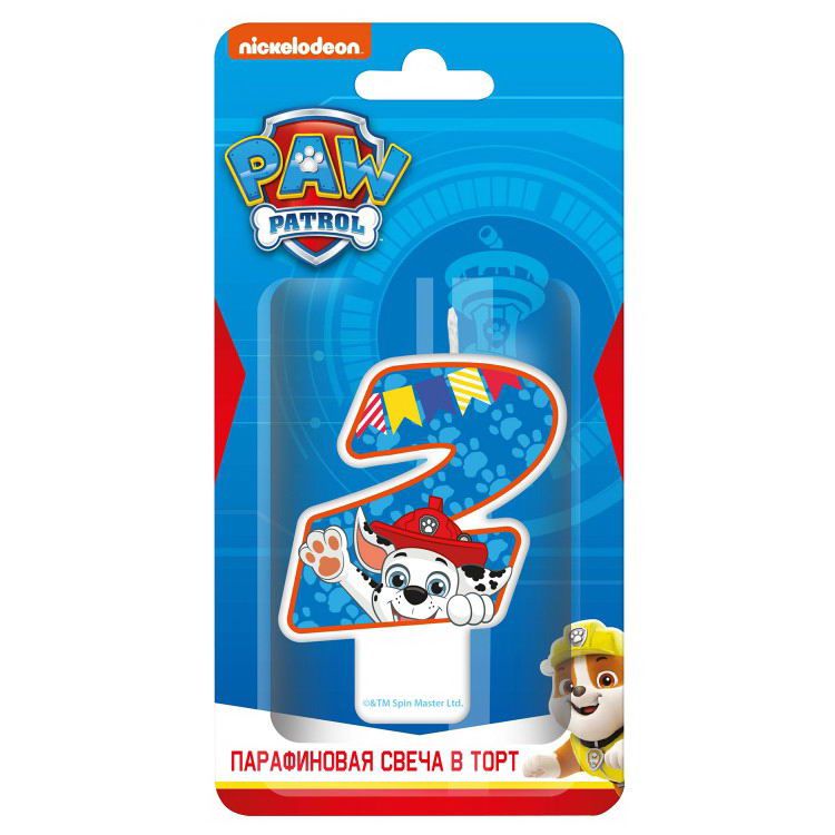 ND Play 292832 Свеча для торта ND Play Щенячий патруль, цифра 2 с героем, парафиновая