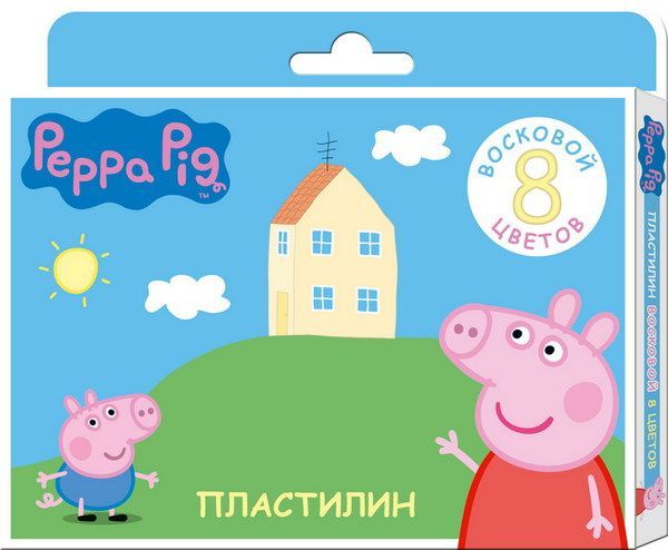 Пластилин восковой 8 цветов Свинка Пеппа