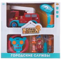 ABtoys (АБтойс) C-00437 Машинка-конструктор на радиоуправлении Abtoys Cпецтехника серия Городские службы Пожарная машина, со звуковыми и световыми эффектами