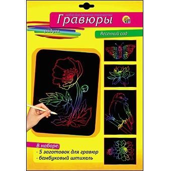 Набор для творчества Гравюра в блокноте "Весенний сад", радуга