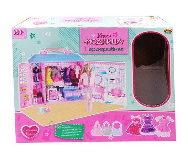 ABtoys. Любимая кукла PT-00855(WJ-A9030) Кукла "Модница", 30 см, в наборе с гардеробной, 84 предмета