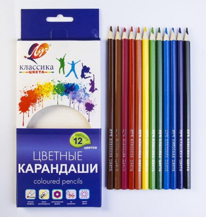 ЛУЧ 29С1710-08 Карандаши цветные шестигранные "Классика" 12 цветов (деревянные)