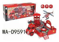 Junfa 660-A260 Машина-трансформер Junfa "Пожарная машина", 2в1, 1:64, не менее 42 деталей, с набором машинок, аксессуарами, в коробке