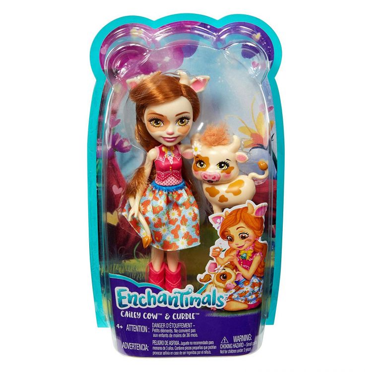 Mattel FXM77 Энчантималс Кукла Cailey Cow с любимой зверушкой, 15 см