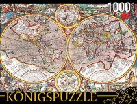 Konigspuzzle КБК1000-6511 Пазл Древняя карта мира, 1000 элементов