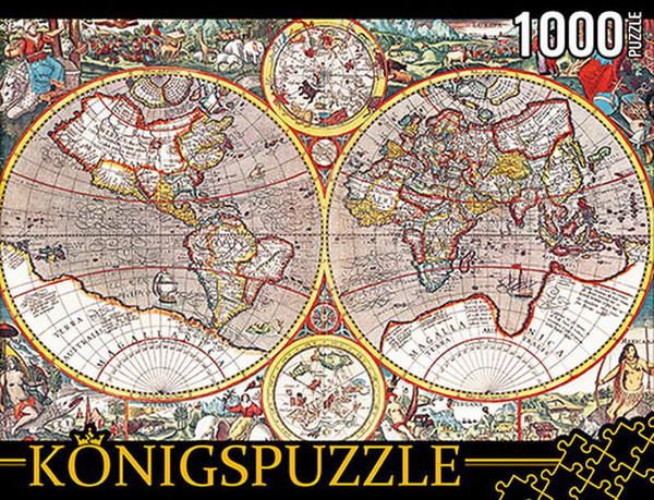 Konigspuzzle КБК1000-6511 Пазл Древняя карта мира, 1000 элементов