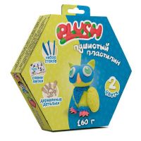 PLUSH PL02201815 Пластилин пушистый ТМ "PLUSH", синий + желтый, 160 грамм, на европодвесе