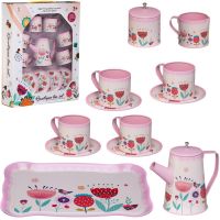 Junfa WK-14785 Игровой набор Junfa Посуда металлическая в наборе с кофейником, чашками, блюдцами, подносом