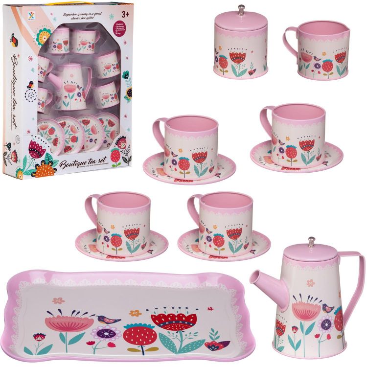 Junfa WK-14785 Игровой набор Junfa Посуда металлическая в наборе с кофейником, чашками, блюдцами, подносом Junfa WK-14785 Игровой набор Junfa Посуда металлическая в наборе с кофейником, чашками, блюдцами, подносом