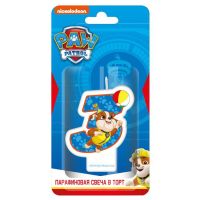 ND Play 292833 Свеча для торта ND Play Щенячий патруль, цифра 3 с героем, парафиновая