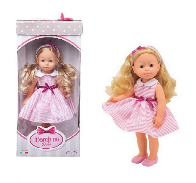 DIMIAN BD1600-M37/полосатое Кукла DIMIAN Bambolina Boutique 40 см, розовое полосатое платье