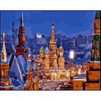 Рыжий кот Q1697 Холст с красками 40х50 см по номерам. НОЧНАЯ МОСКВА