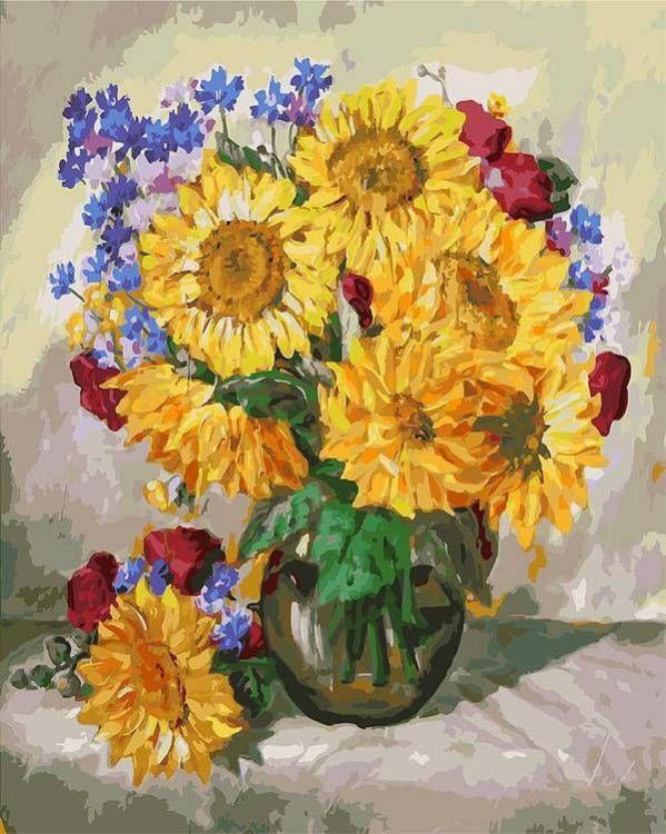 Раскраски по номерам. Подсолнухи , 40*50 см