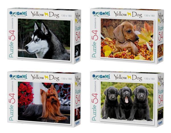 ORIGAMI 03463 Пазл Мини 54А Собаки."Верные друзья" в ассортименте