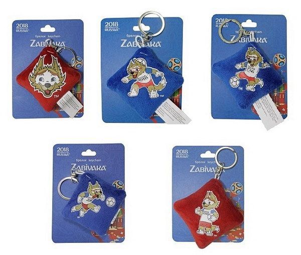 Брелок Т11832 FIFA-2018 Подушечка плюшевая, с термопринтом Zabivaka, 6х6 см