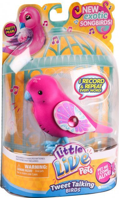 Moose 28238 Интерактивная птичка Little Live Pets, красная с голубыми лапками