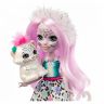 Mattel GJX42 Энчантималс Кукла Снежный Леопард Сибилл с любимой зверушкой, 15 см