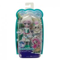Mattel GJX42 Энчантималс Кукла Снежный Леопард Сибилл с любимой зверушкой, 15 см