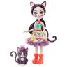 Mattel GJX40 Энчантималс Кукла Сиеста Кэт с любимой зверушкой, 15 см