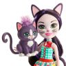 Mattel GJX40 Энчантималс Кукла Сиеста Кэт с любимой зверушкой, 15 см