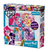 ORIGAMI 03431 Пазл My Little Pony 4в1 "Цветочные Пони" + глиттерный маркер, 9-16-25-36 детали