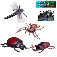 Junfa WA-10936 Игровой набор Junfa "Насекомые" (божья коровка, стрекоза, жук-усач, паук), длина фигурки 20см