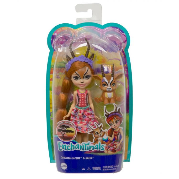 Mattel GTM26 Энчантималс Кукла Газель Габриэла с любимой зверушкой, 15 см