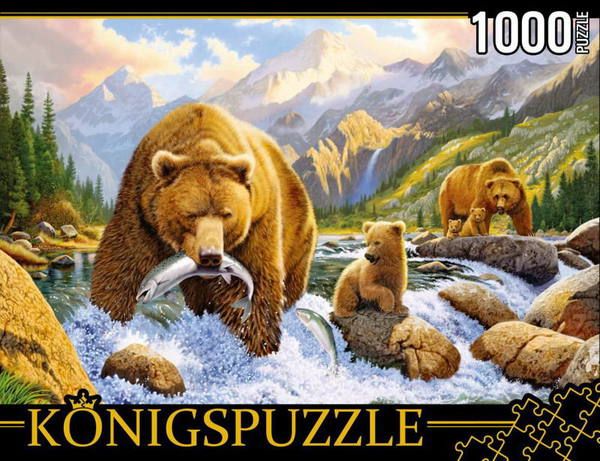 Konigspuzzle МГК1000-6471 Пазл Медведи на рыбалке, 1000 элементов