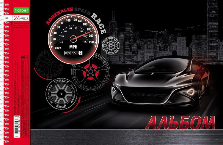 Hatber 059025 Альбом для рисования Hatber ECO Ассорти 24 листа, А4, 5 дизайнов в блоке