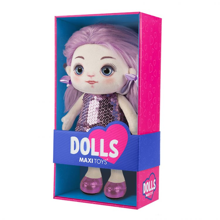 Maxitoys MT-MRT121910-35 Dolls Мягкая кукла Василиса в фиолетовом платье, 35 см