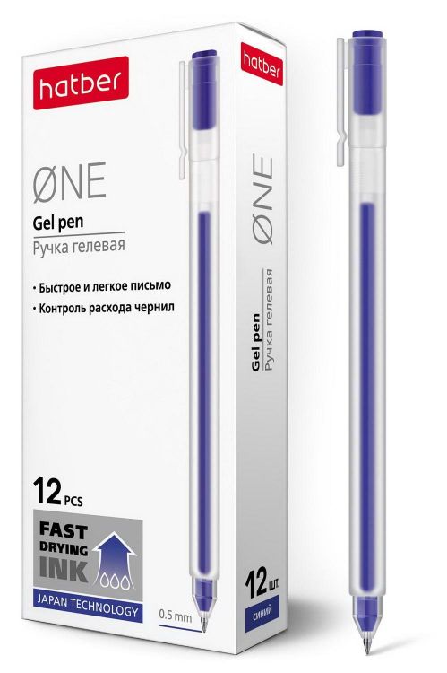 Hatber GP-058627 Ручка Hatber гелевая One Синяя 0,5мм чернила fast dry 12шт