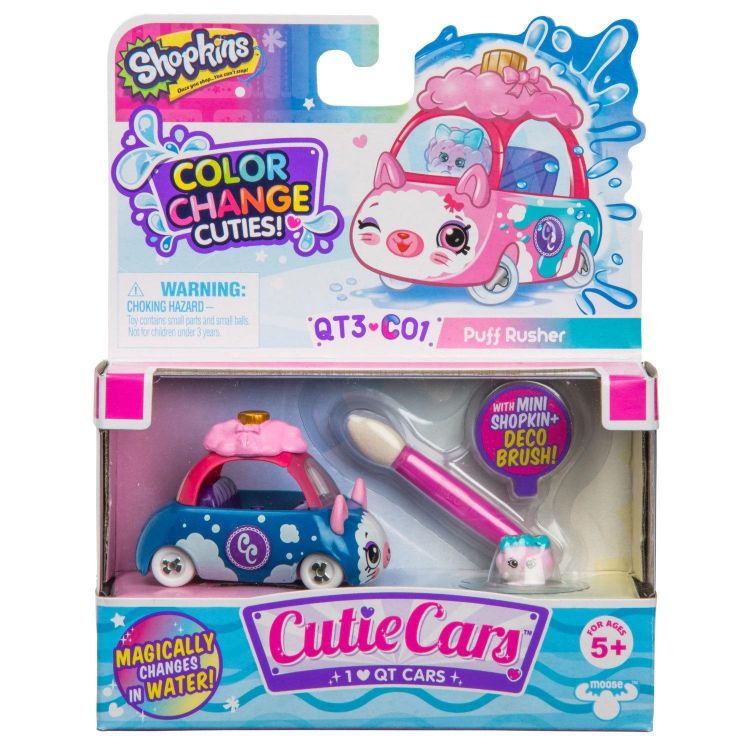 Moose 57133 Машинка Cutie Car S3, меняющая цвет с кисточкой и фигуркой Шопкинс, Puff Rusher