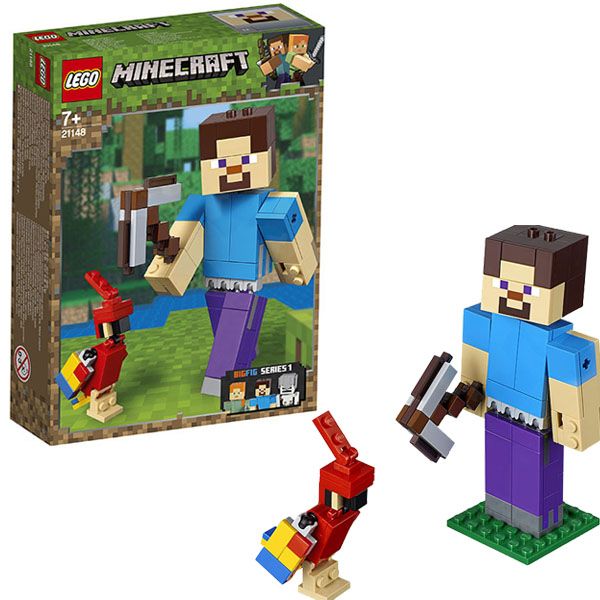 Lego Minecraft 21148 Конструктор Лего Майнкрафт Большие фигурки S1, Стив с попугаем, 159 деталей