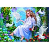 Рыжий кот Х-8263 Холст с красками Ангел и голуби, 40х50 см
