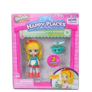 Moose 56323 Игровой набор Happy Places Кукла-малышка Shoppie Сью Спагетти "Кухня с котятами"