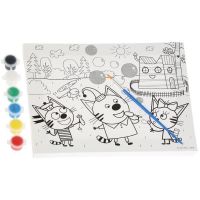 MultiArt 26731-TC Набор для творчества Холст для росписи "Три кота" с глиттером, 20*25 см