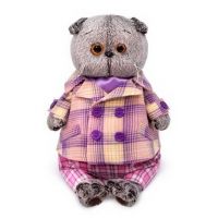 BUDI BASA Ks22-151 Мягкая игрушка BUDI BASA Кот Басик в пиджаке в сиреневую клетку 22 см