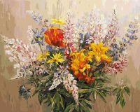 Раскраски по номерам. Букет с желтыми лилиями 50*40 см
