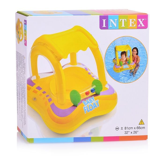 Intex 56581 Круг-плот надувной детский с навесом, 81х66 см
