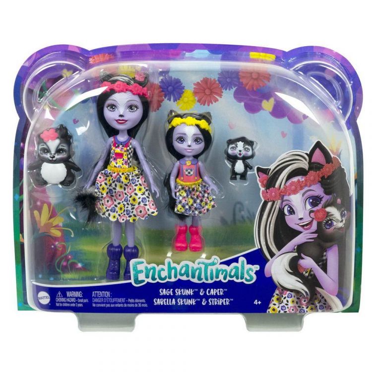 Mattel HCF82 Игровой набор Mattel Enchantimals Сейдж Скунси с сестричкой и питомцами