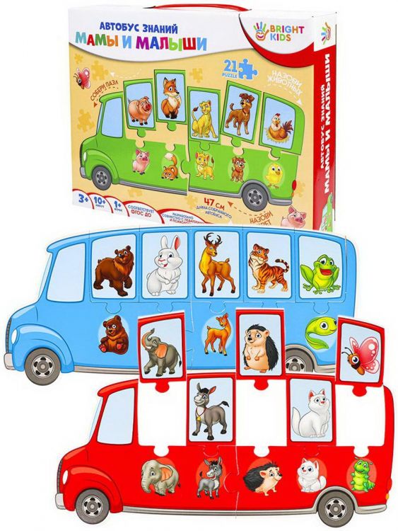 Bright Kids ИН-7638 Обучающая игра BRIGHT KIDS с пазлами Автобус знаний Мамы и малыши