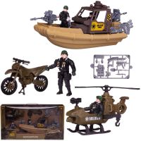 ABtoys (АБтойс) PT-01664 Игровой набор Abtoys Боевая сила Военная техника: патрульный катер, вертолет, мотоцикл, 3 фигурки солдат